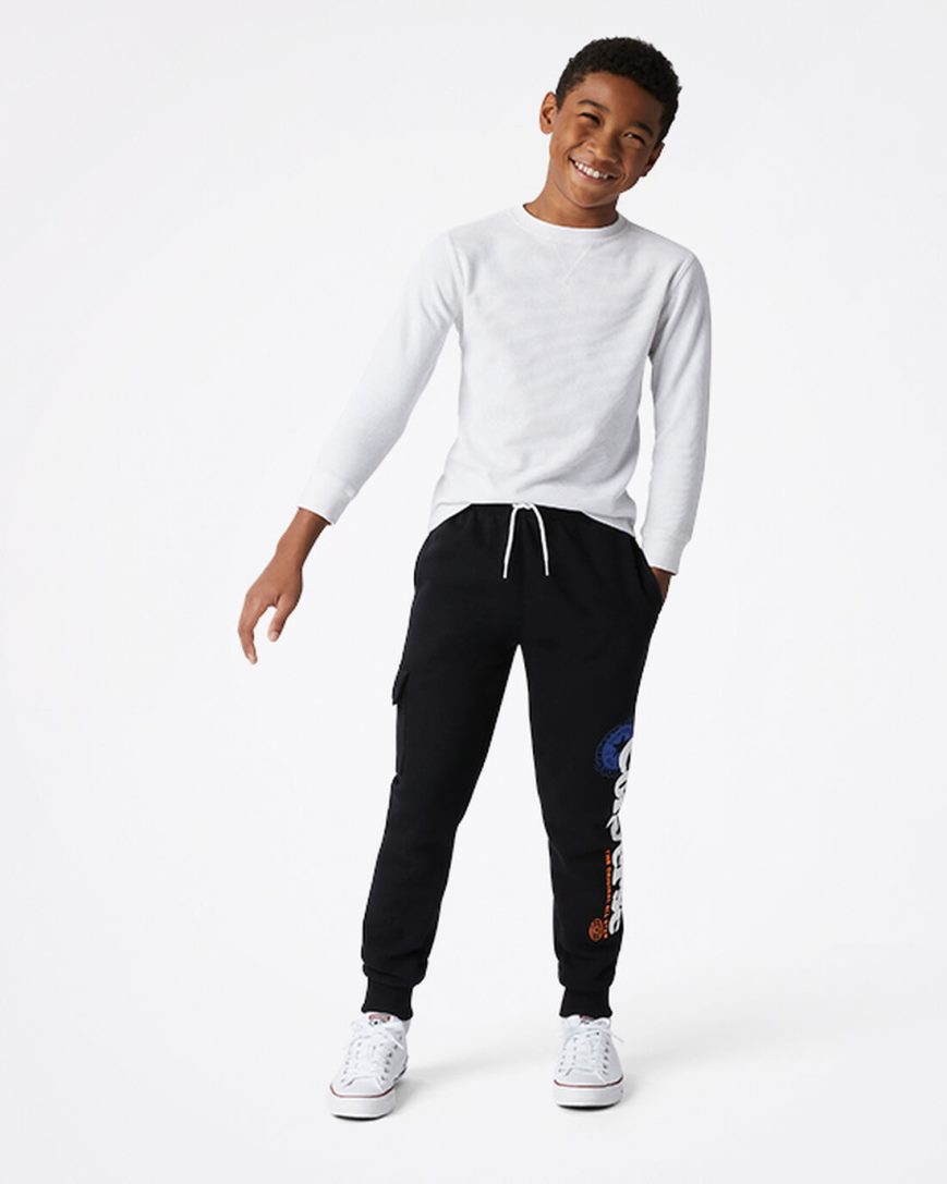 Boys' Converse Into The Wild Fleece Cargo Pants Black | AU 68135Z